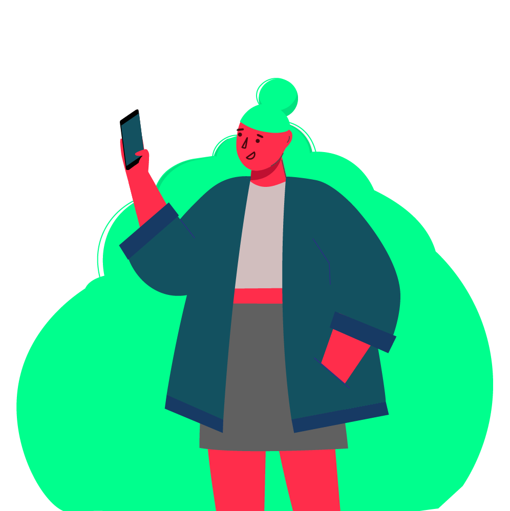 ilustração de mulher olhando celular