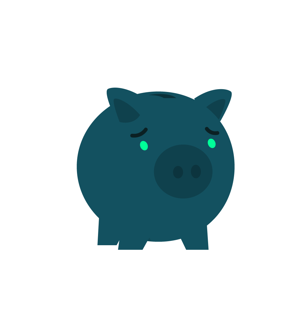 ilustração de porquinho triste