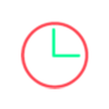 Ícone ilustrado de um relógio, representando a agilidade dos serviços da Provu