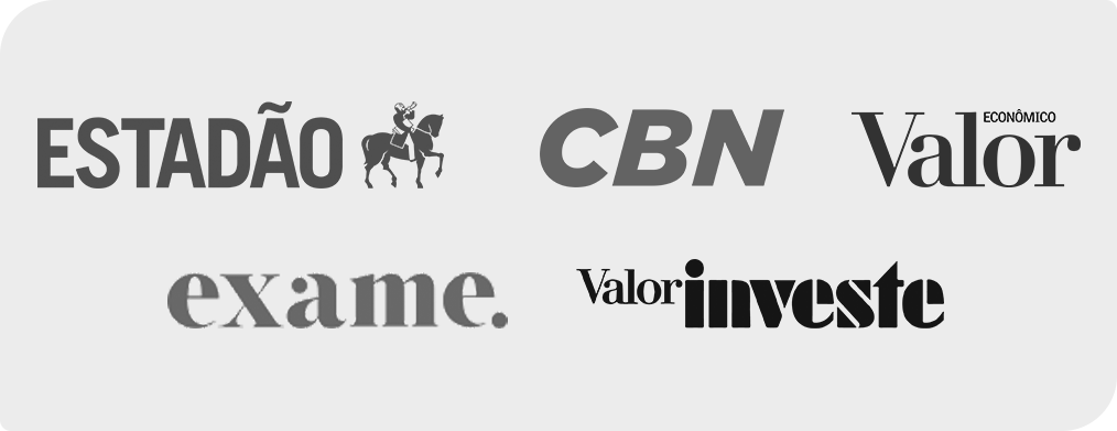 Logomarcas dos veículos de comunicação Estadão, CBN, Valor Econômico, Exame e Valor Investe