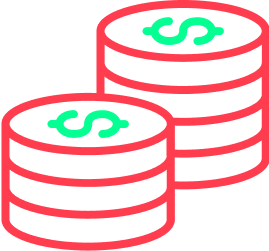 Ícone ilustrado de uma pilha de duas pilhas de moedas